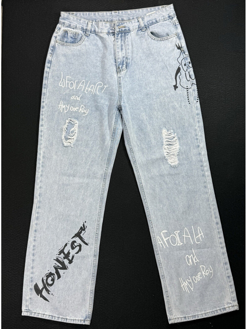 ROMWE Graphic Distressed Jeans – Women’s XL (US 12)